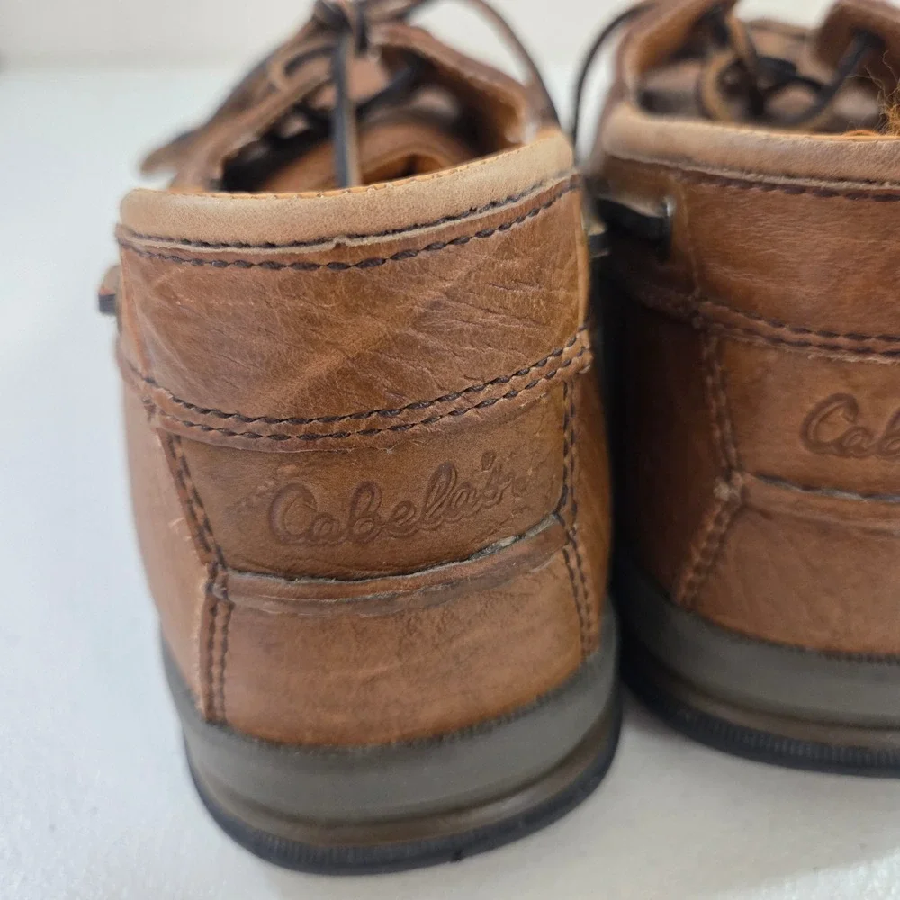 Cabela's Mens Brown Leather Boat Shoes Moc Toe Loafers 12D 82-4788 CS2723
